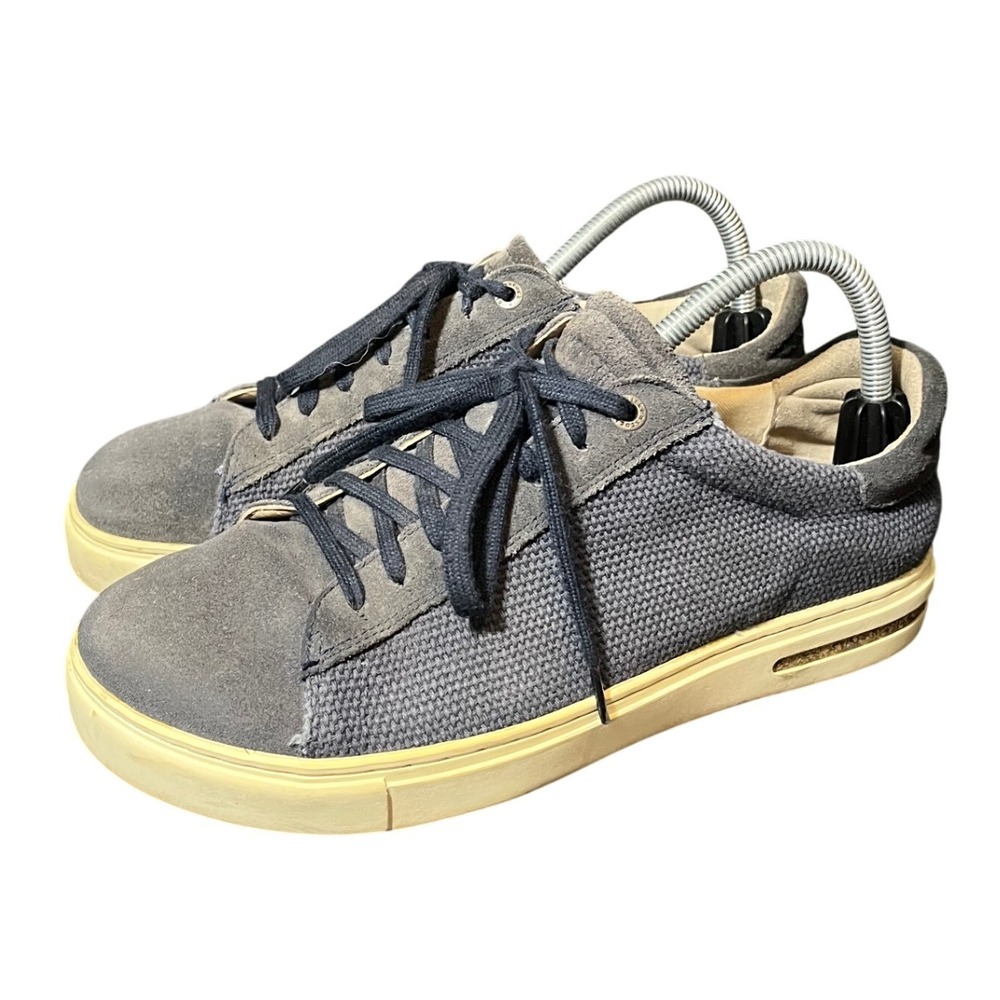 Birkenstock Bend Low Sneakers 40 US Womens 9 Blue Grey Canvas Suede Lace Up